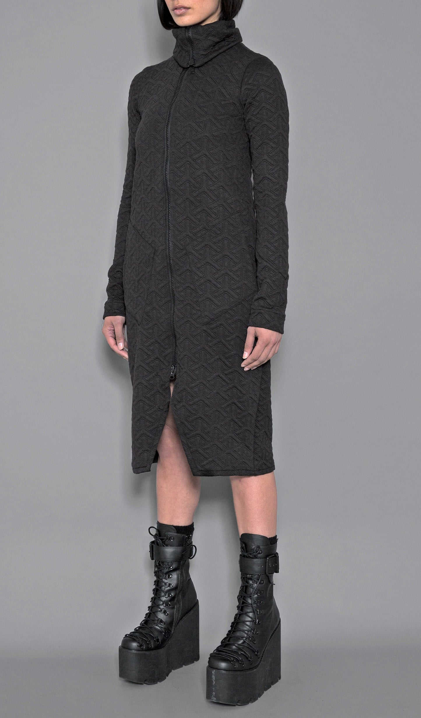 Geometric Long Sleeved Zip Coat