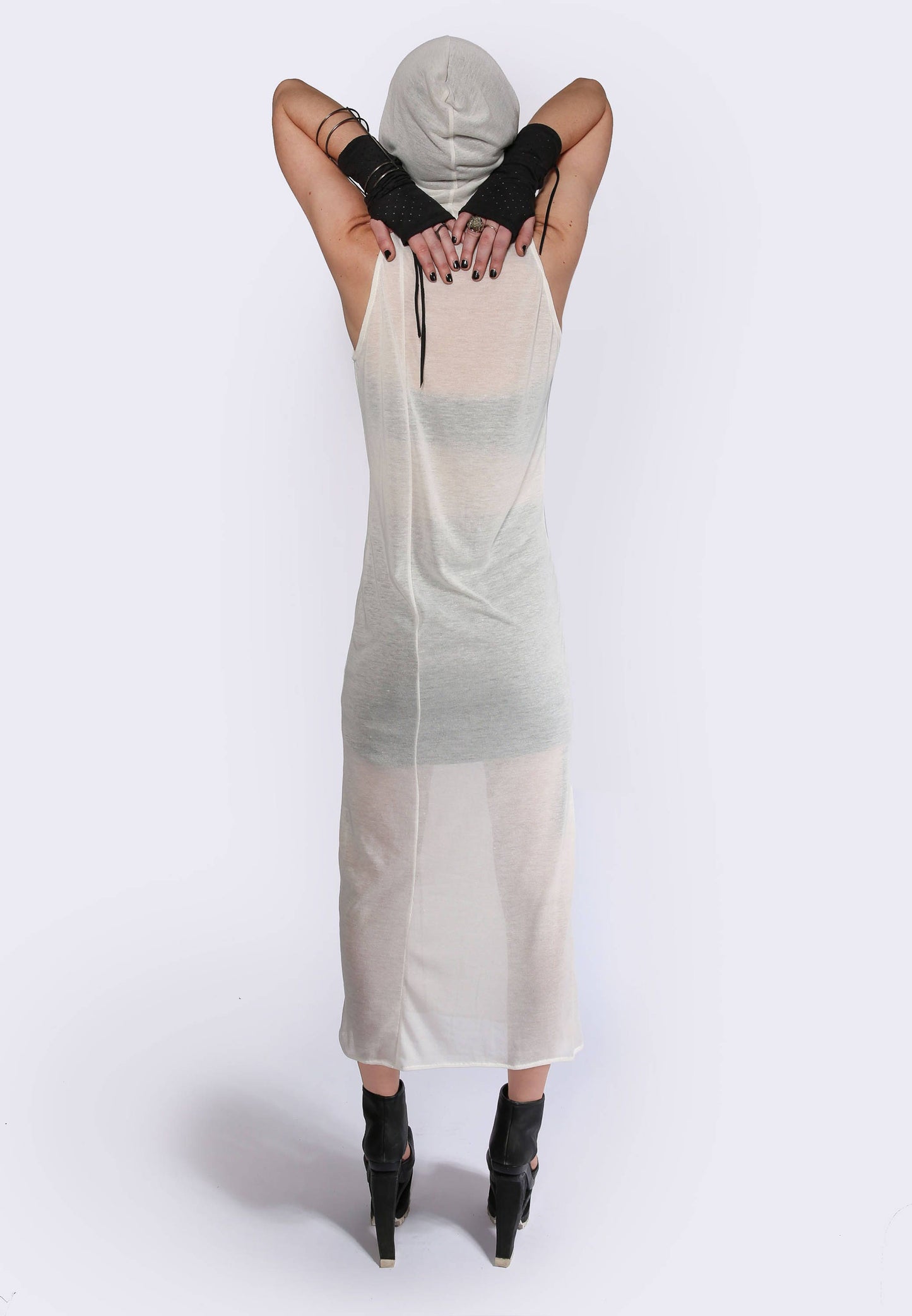 Sheer Maxi Dress Hooded