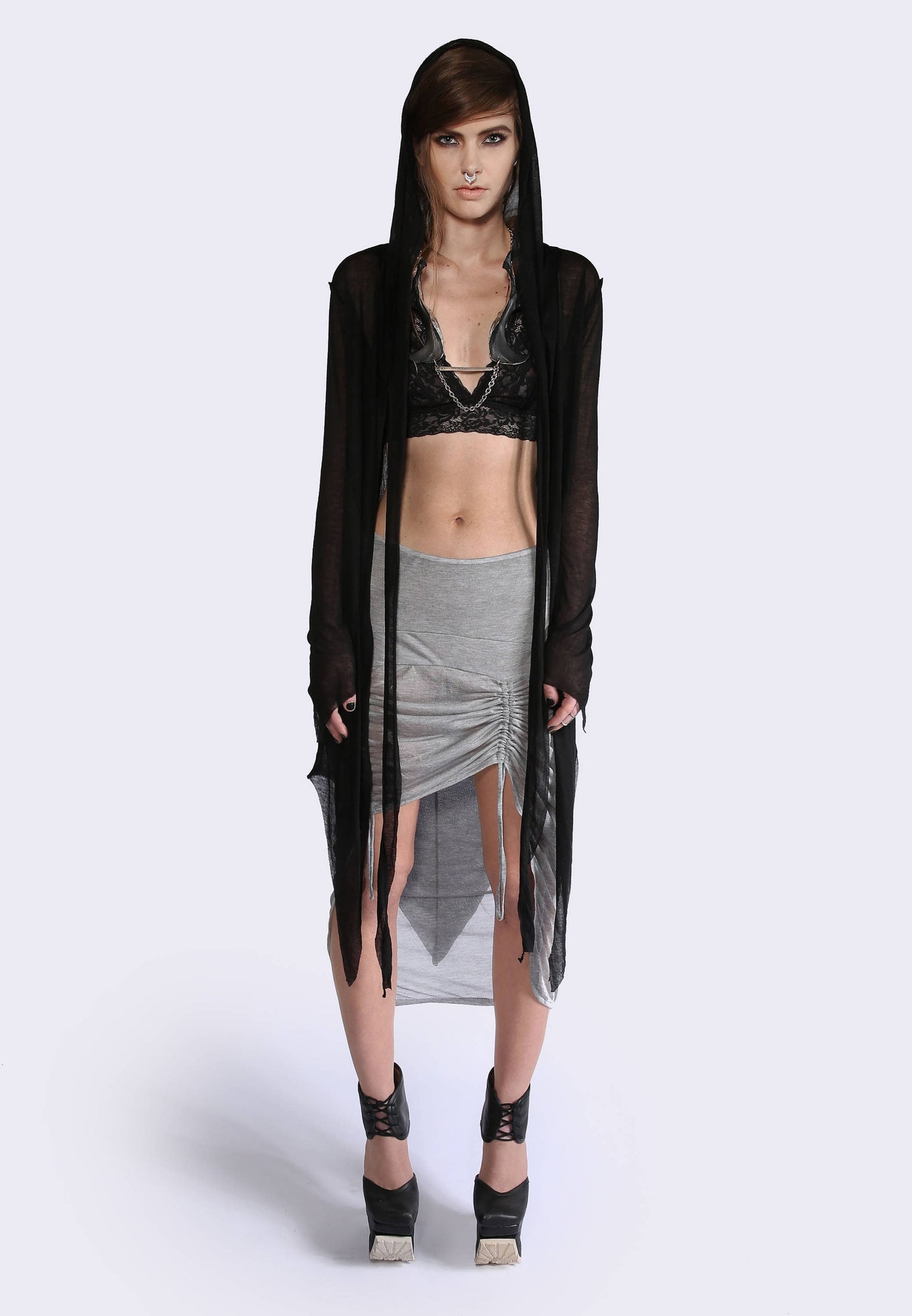 Black Hooded Cardigan