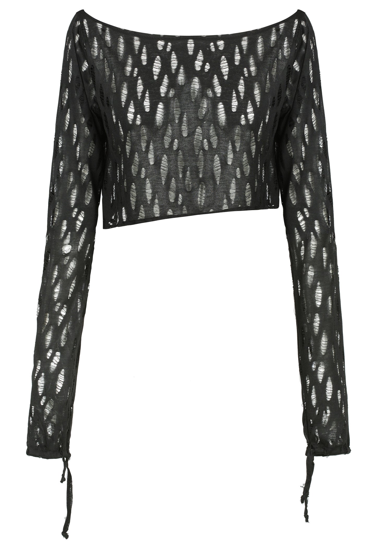 Distressed Asymmetrical Long sleeve Crop Top