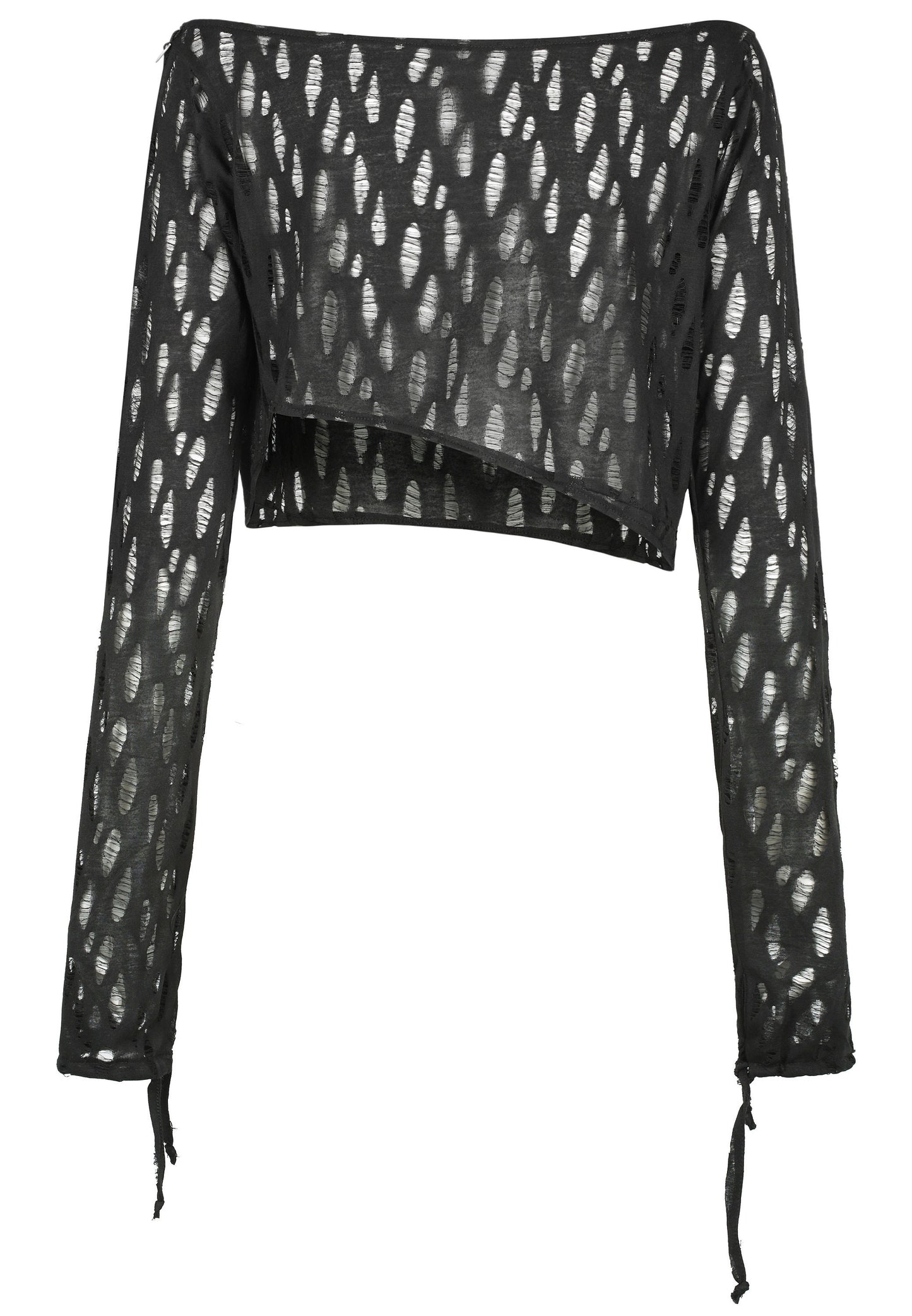 Distressed Asymmetrical Long sleeve Crop Top