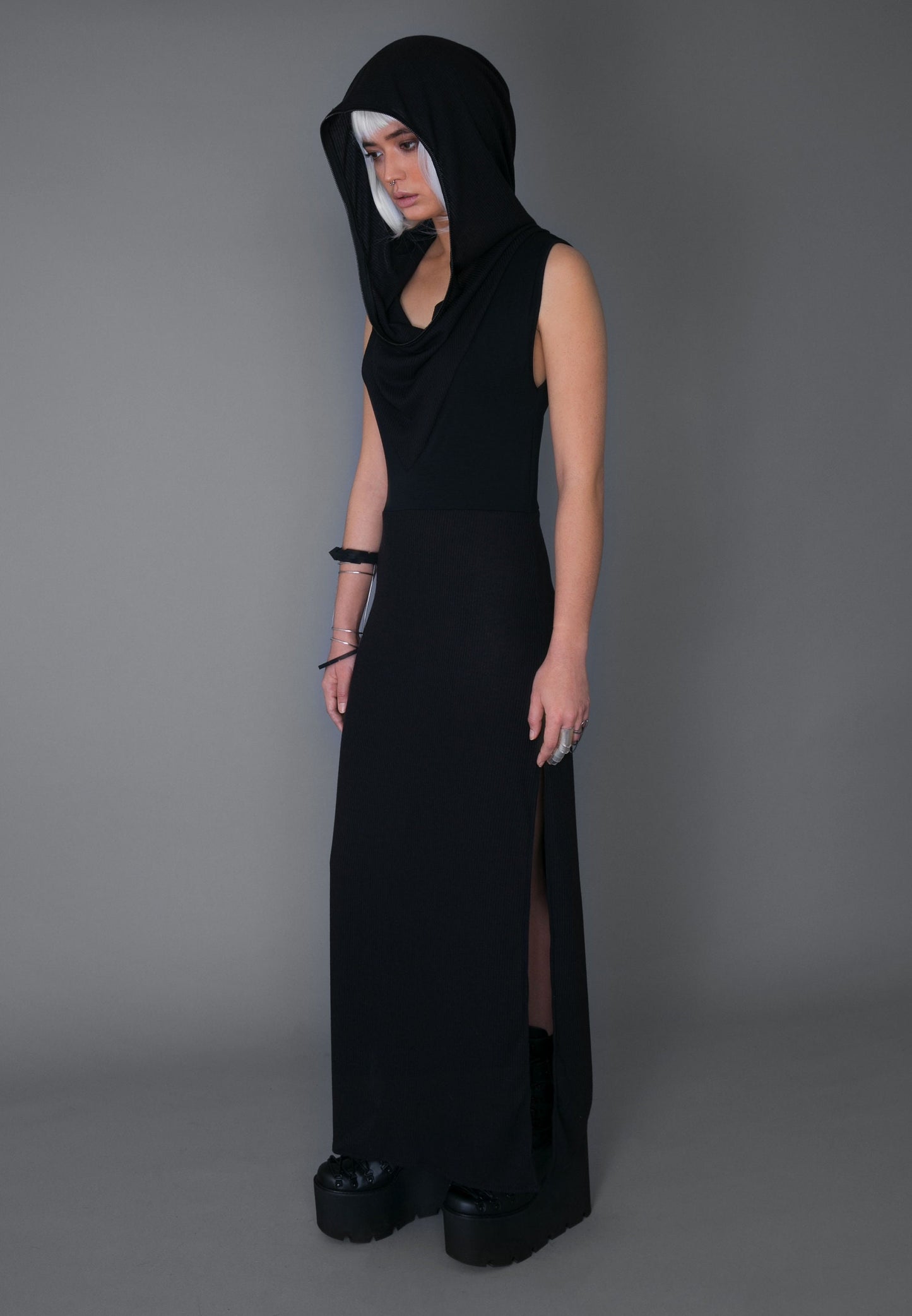 Hooded Futuristic Maxi Dress