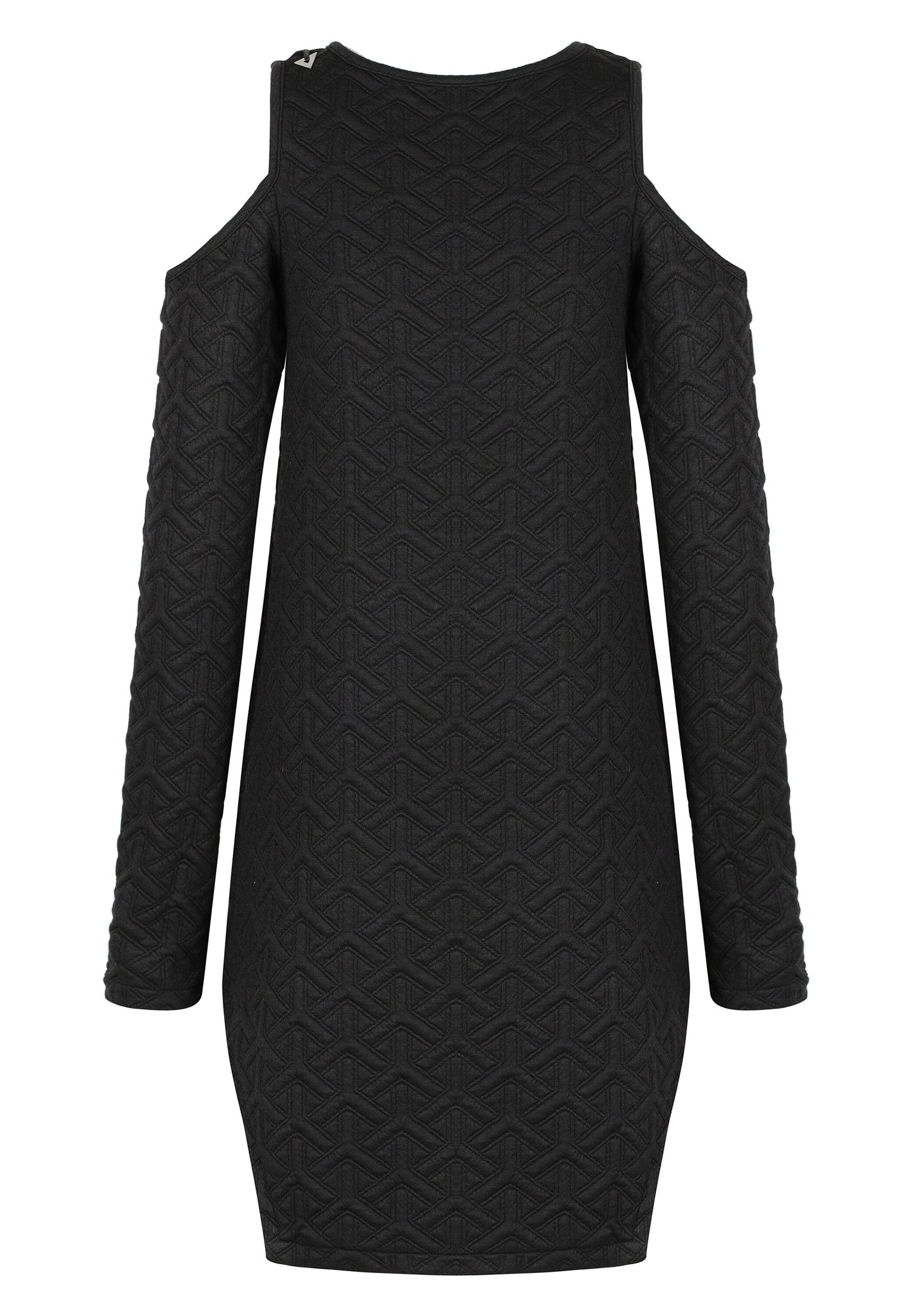 Black Cut Out Shoulder Geometric Dress