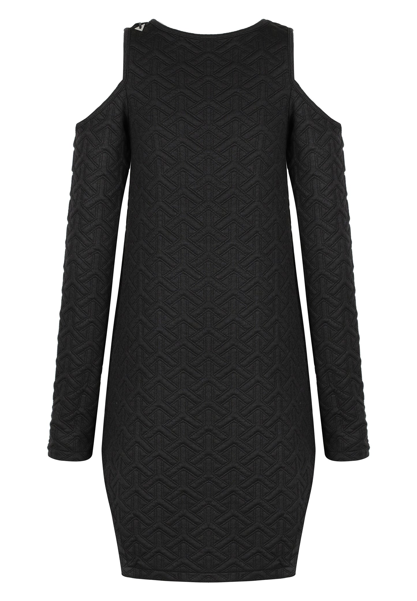 Black Cut Out Shoulder Geometric Dress