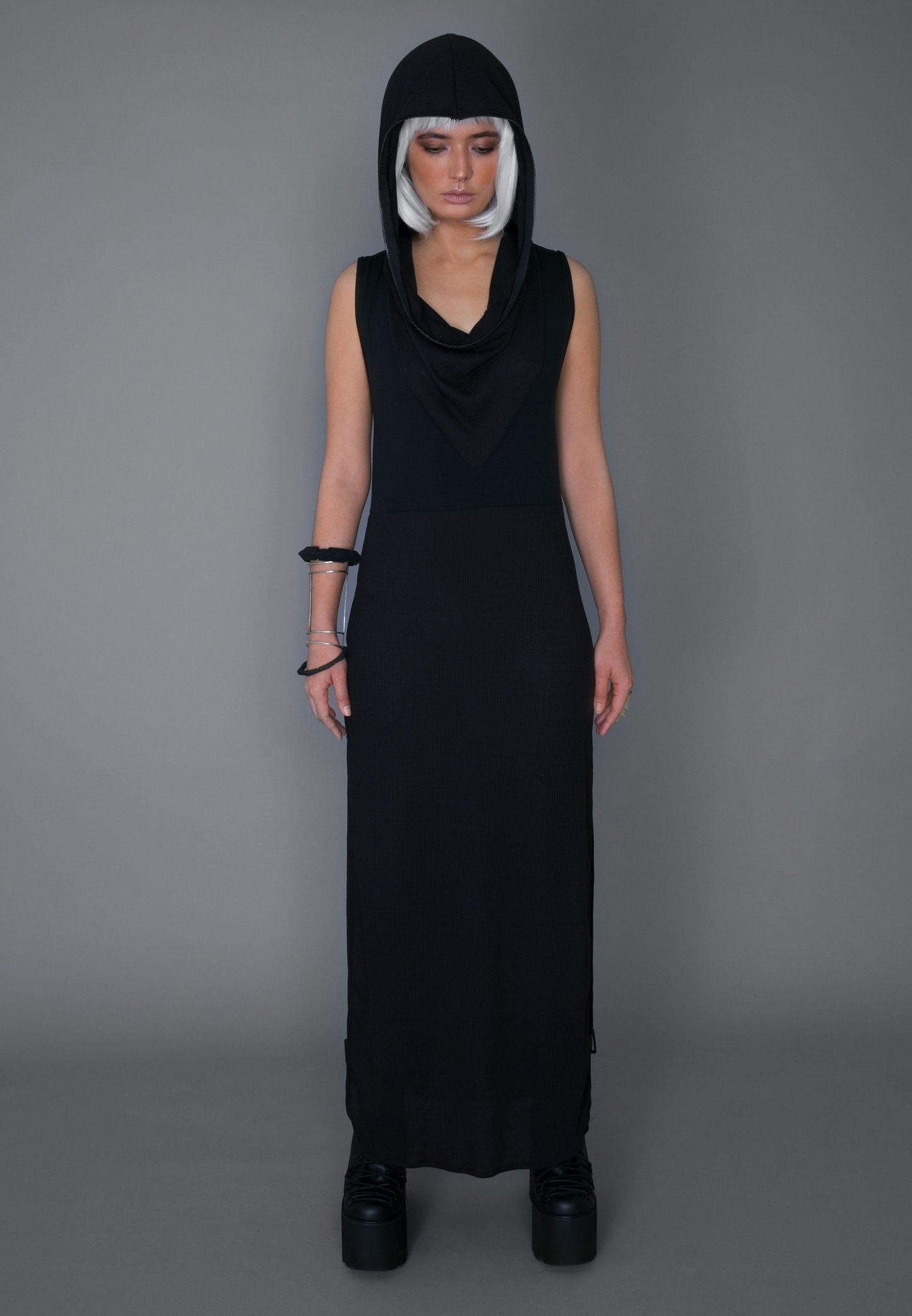 Hooded Futuristic Maxi Dress