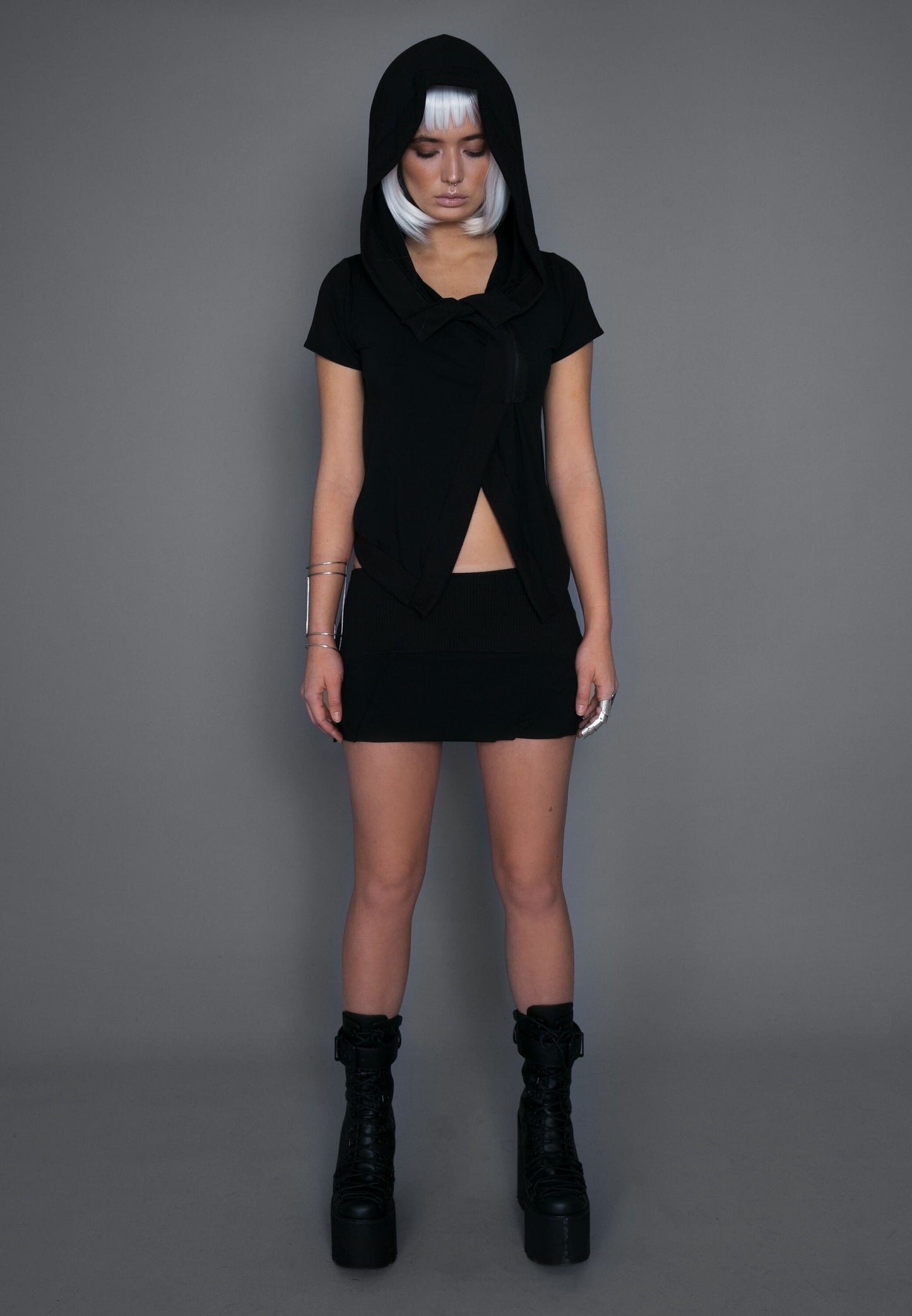 Hooded Crop T-shirt Top
